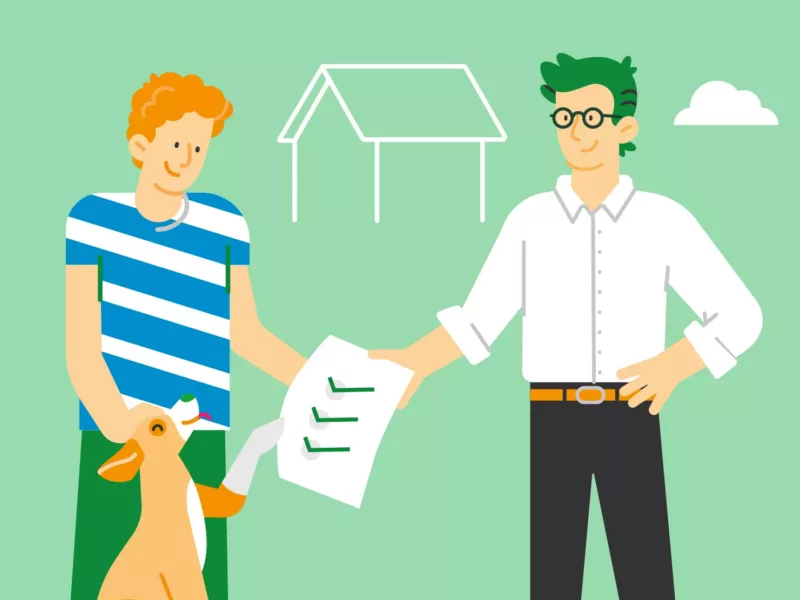 PV-02_ANGEBOT-3zu4 Illustration: Kundin erhält individuelles Photovoltaik-Angebot von Haus der Energie