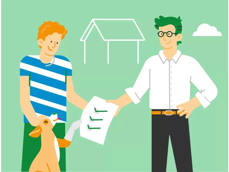 Illustration: Kundin erhält individuelles Wärmepumpen-Angebot von Haus der Energie