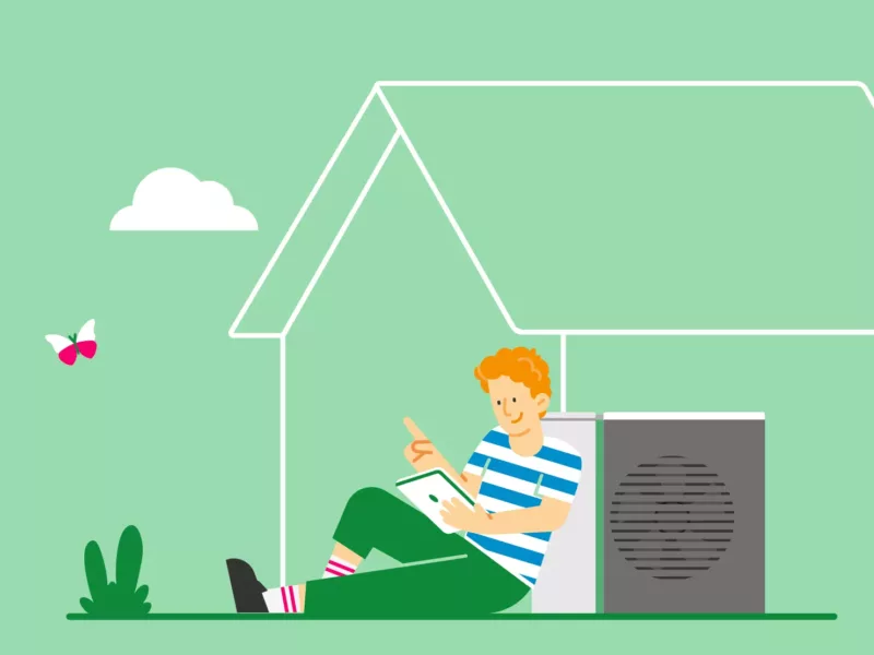 Illustration: Digitaler Wärmepumpen-Service von Haus der Energie